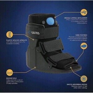 United Ortho Short Air Com Walker Fracture Boot Size Medium Black New